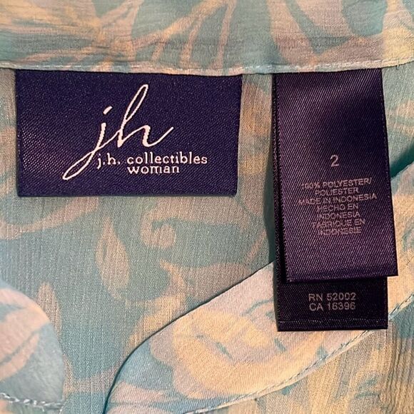 J.H. Collections Womens Floral Short Sleeve Button Front Blouse - Picture 6 of 6